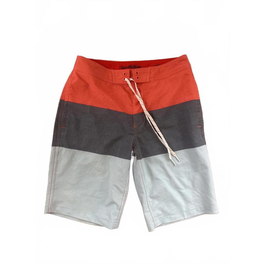Goodfellow Swim Shorts - Stylish Tri-Color Design, Size 28